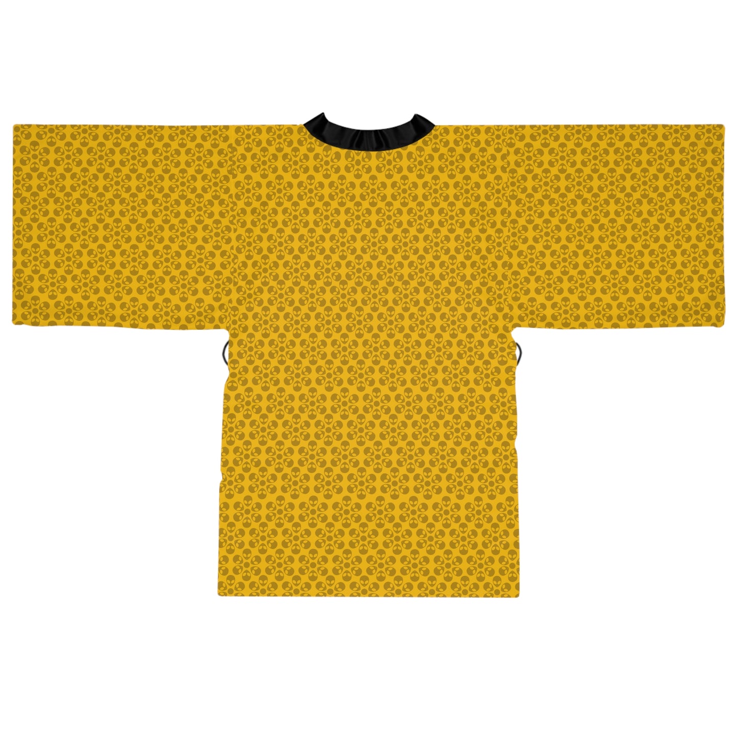 Chic Floral Long Sleeve Kimono Robe Bohemian Loungewear Relaxation Gift Spa Day Essential Cozy Home Attire Trendy Style Alien Flowers Yellow