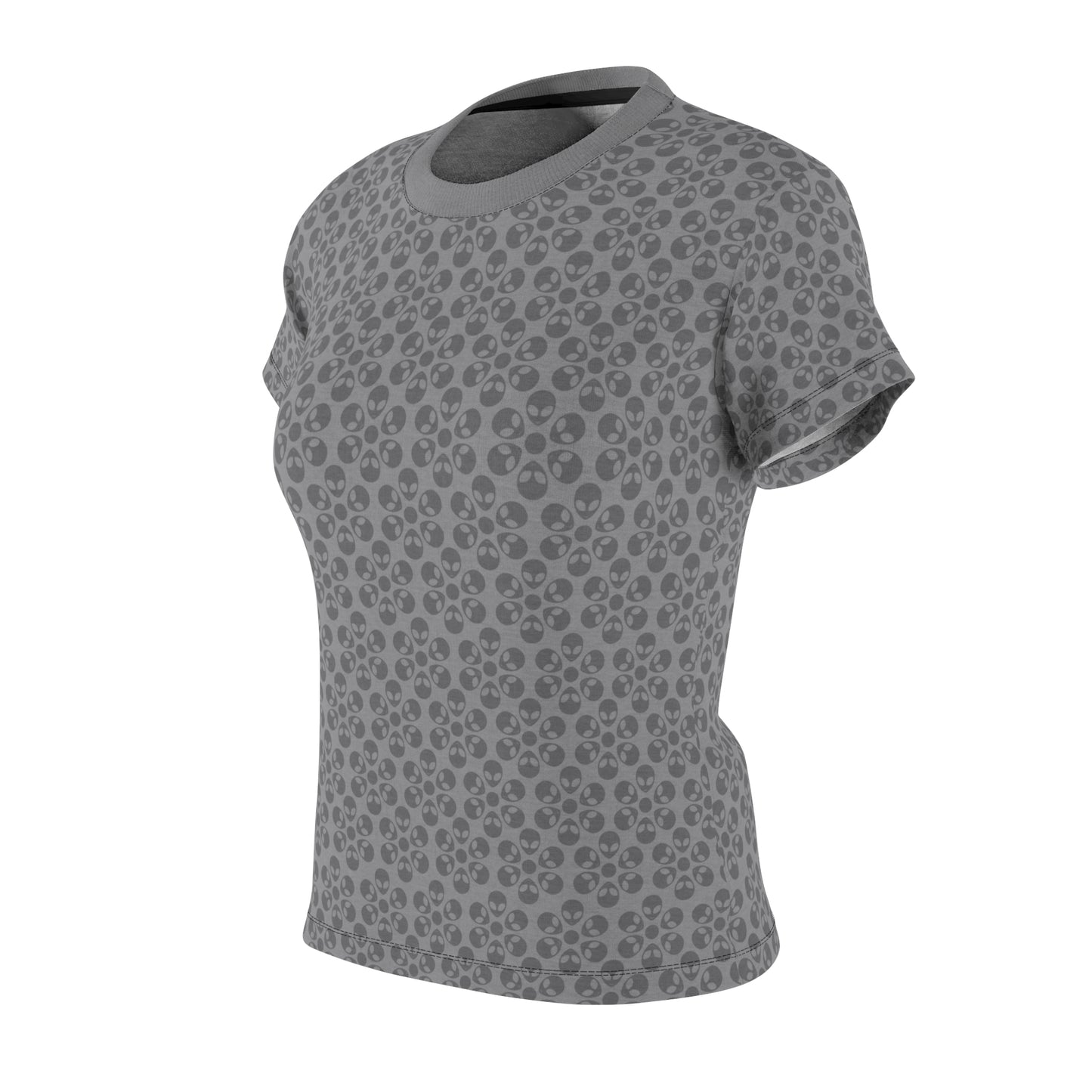 Stylish Womens Floral Tee  Casual Trendy Summer Fashion Gift for Her Short Sleeve Top Alien Flowers Grey