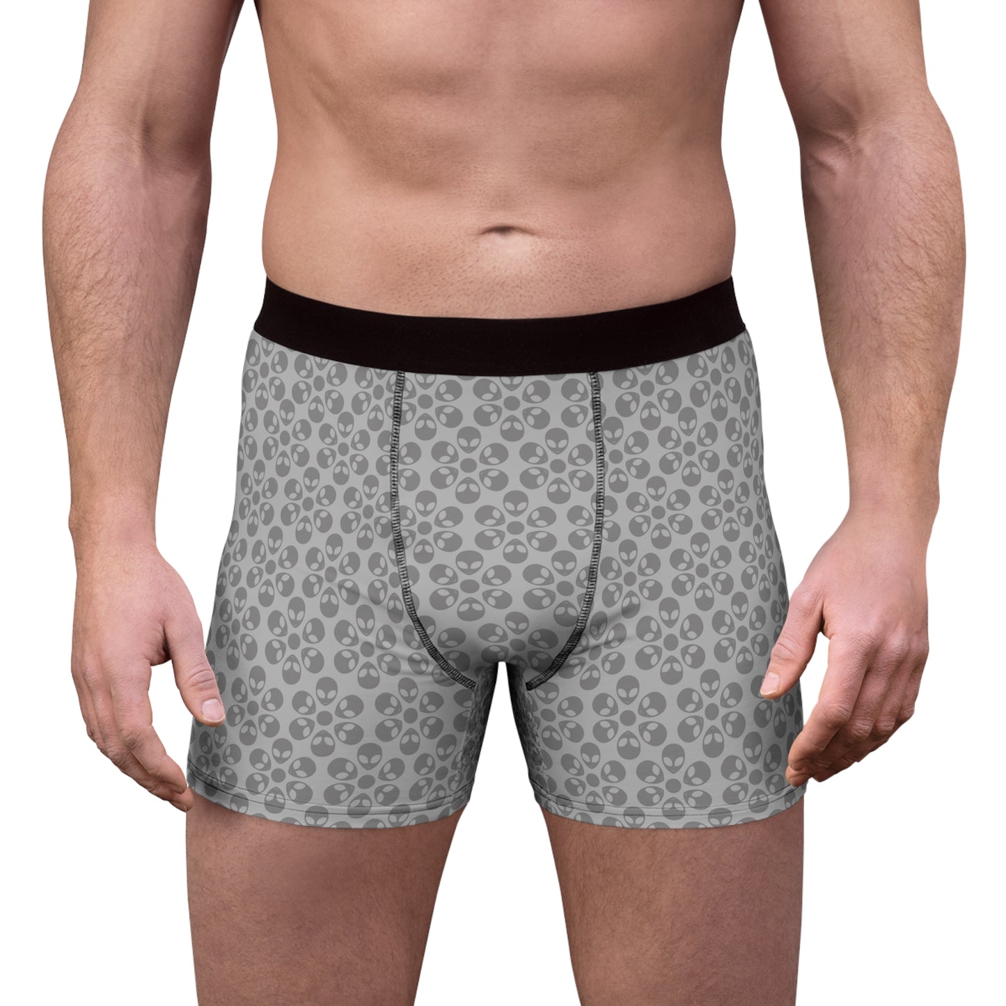 Mens Boxer Briefs  Alien Flowers Light Grey