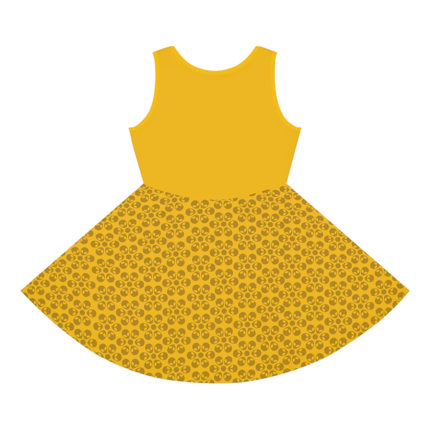 Girls Floral Sleeveless Sundress Cute Summer Dress Kids Fashion Birthday Outfit Playful Floral Pattern Spring Dress Alien Flowers Yellow