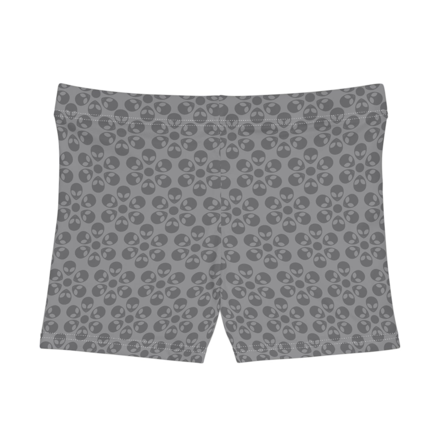 Alien Pattern Womens Shorts for Casual Summer Days Beach Wear Festival Outfit Relaxed Style Alien Flowers Grey