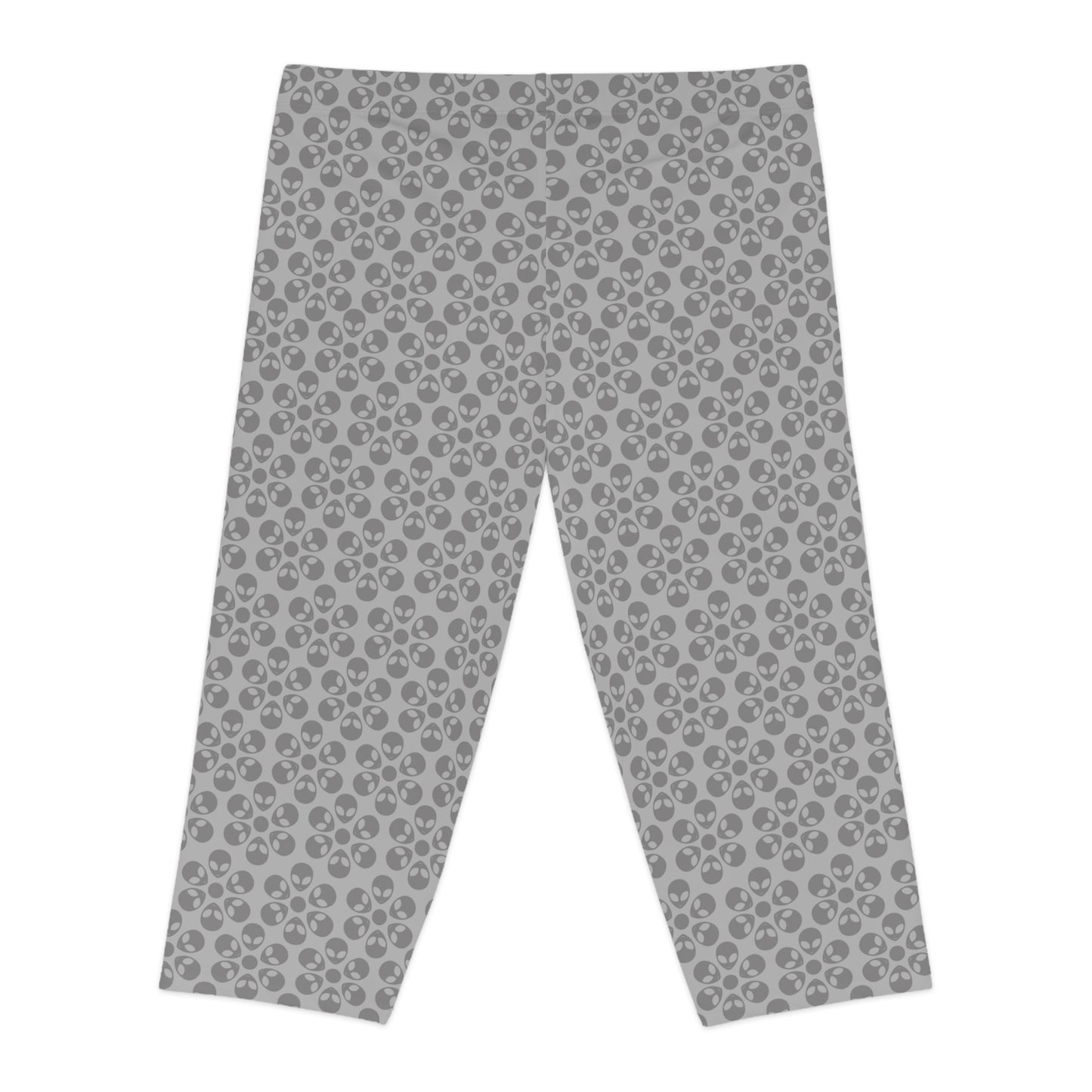 Womens Capri Leggings Alien Flowers Light Grey