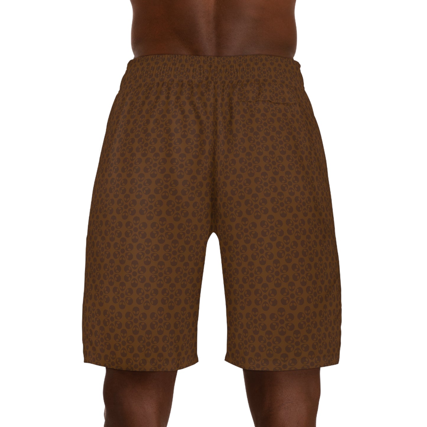 Mens Jogger Shorts  Alien Flowers Brown