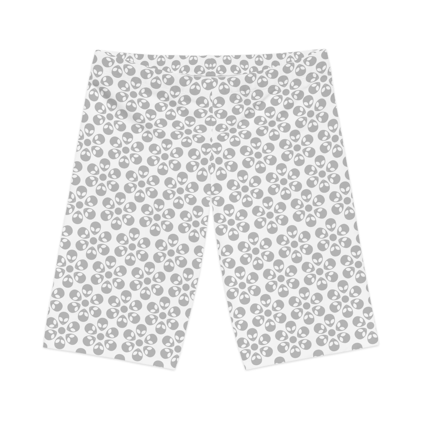 Womens Bike Shorts Alien Flowers White
