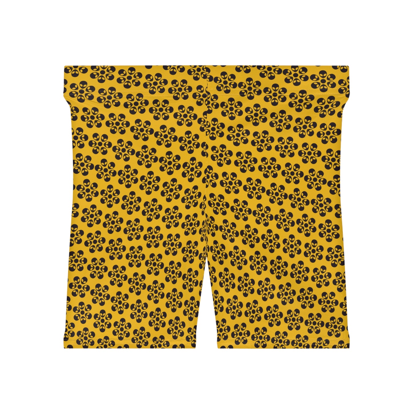 Alien Floral Biker Shorts - Yellow