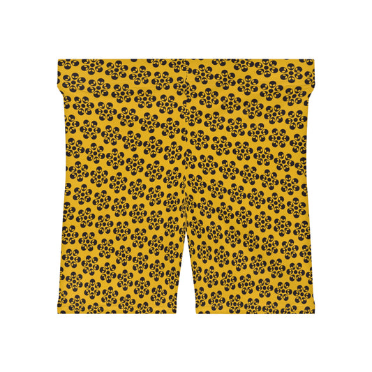 Alien Floral Biker Shorts - Yellow