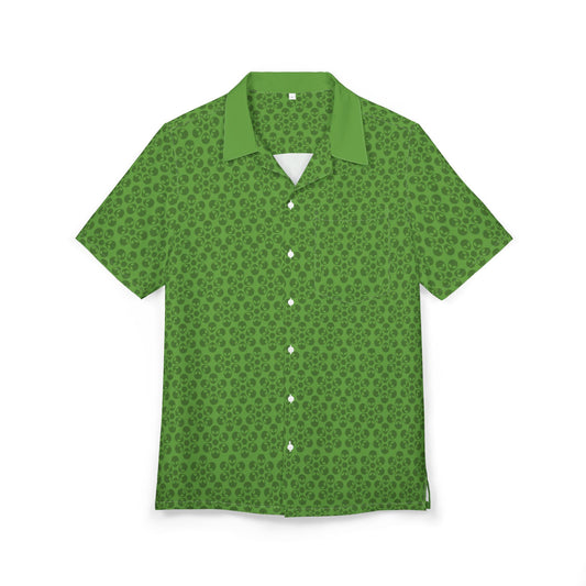 Unisex Hawaiian ButtonDown Shirt  Tropical Vibe Summer Apparel Beachwear Vacation Outfit Casual Wear Alien Flowers Green