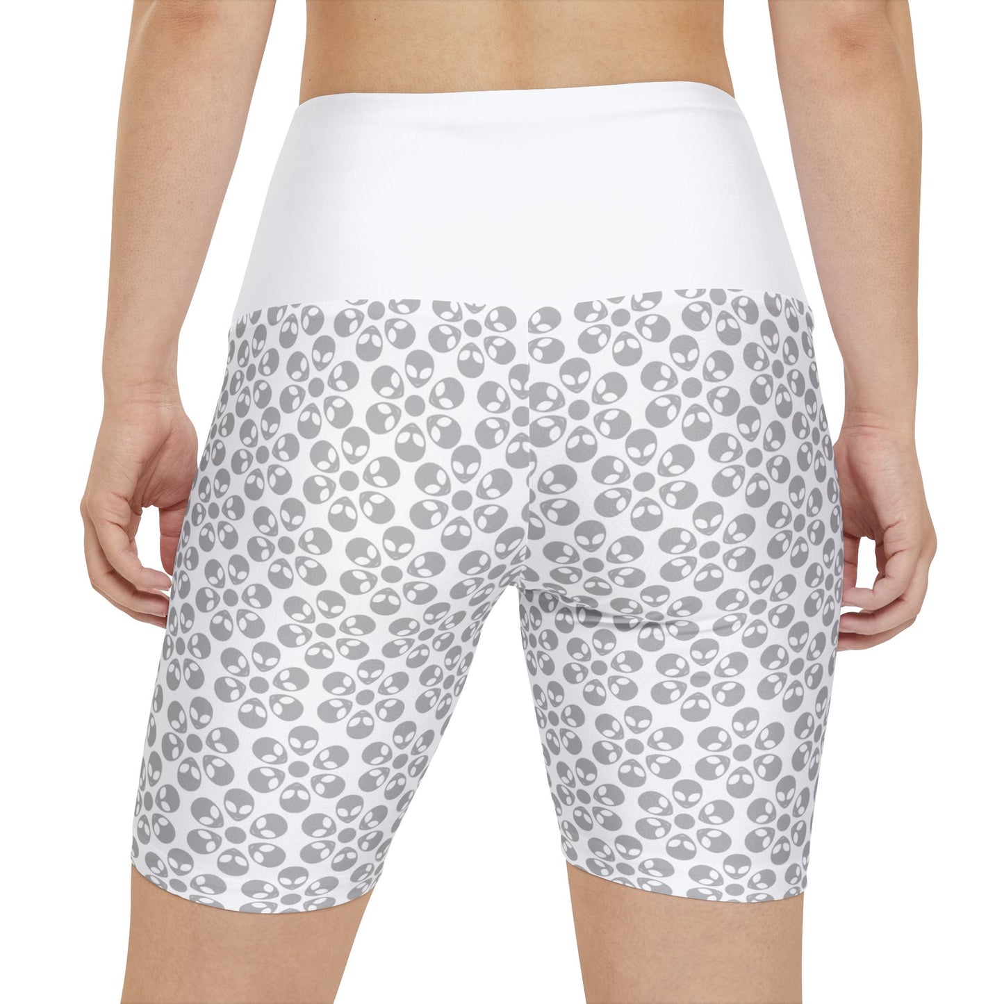 Womens Workout Shorts  Alien Flowers White