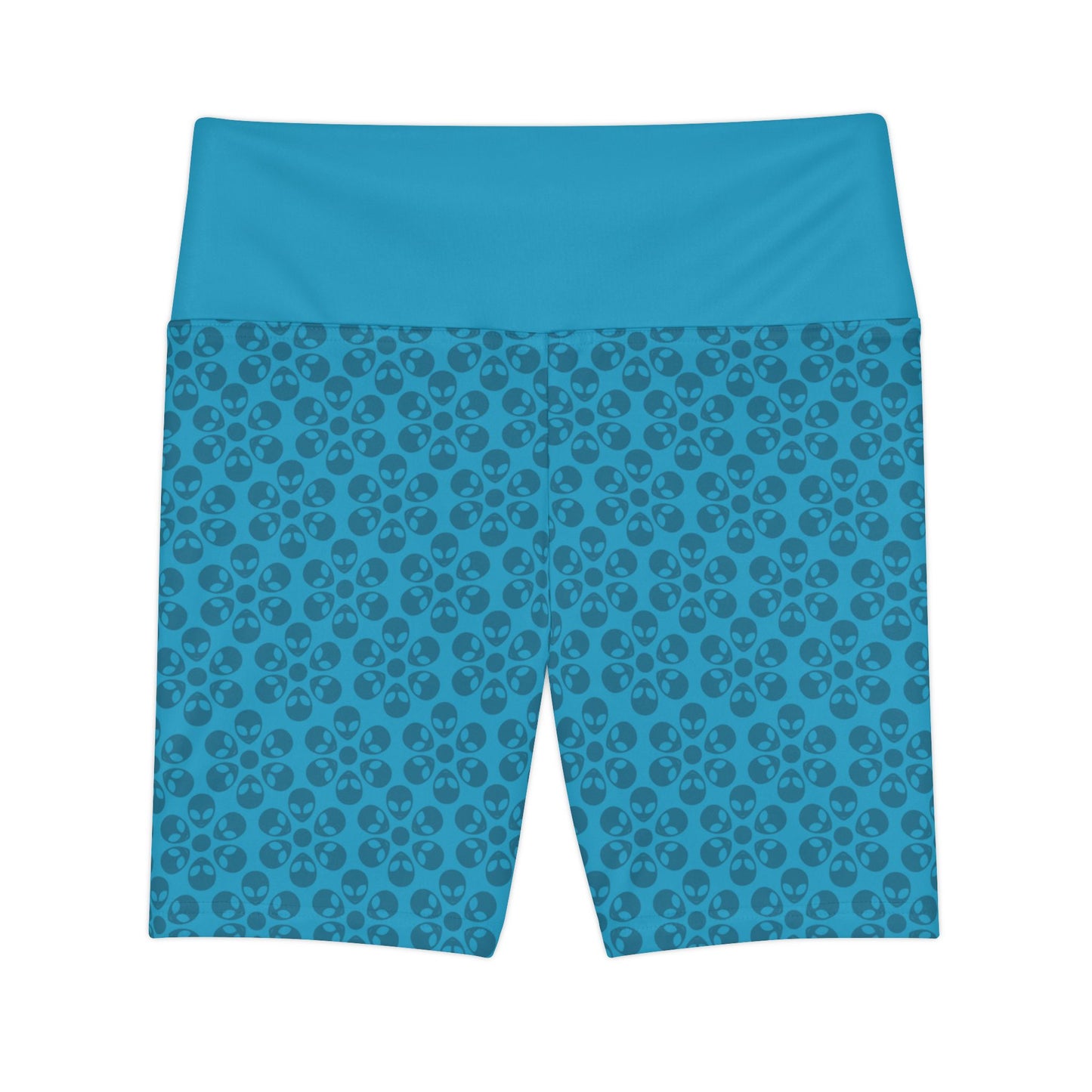 Womens Workout Shorts  Alien Flowers Turquoise
