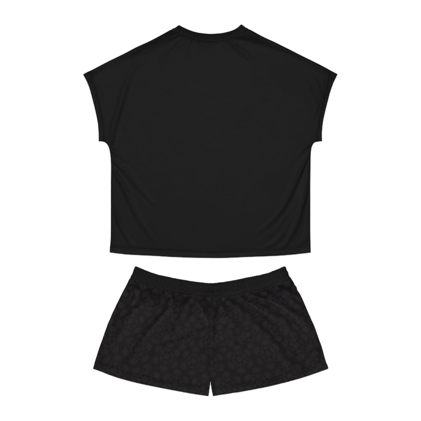 Stylish Womens Pajama Set Cozy Sleepwear AOP Floral Print Perfect for Lounging Gift for Her Summer Nights Relaxation Alien Flowers Grey