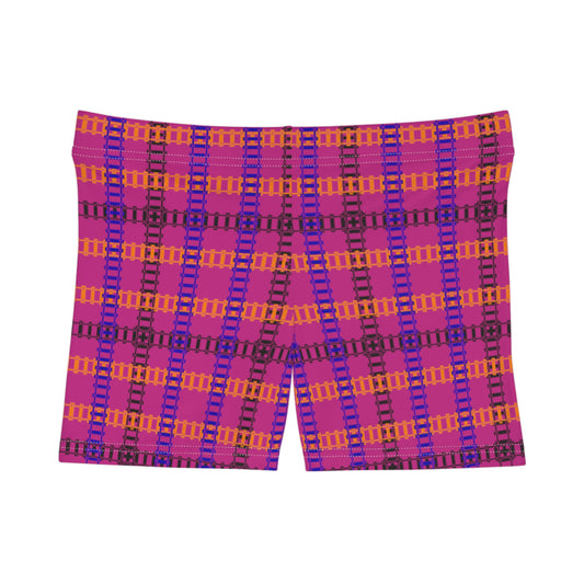 Stylish Womens Shorts Comfortable Fitness Shorts Colorful Loungewear Summer Pajama Shorts Everyday Casual Shorts Train Tracks Pink