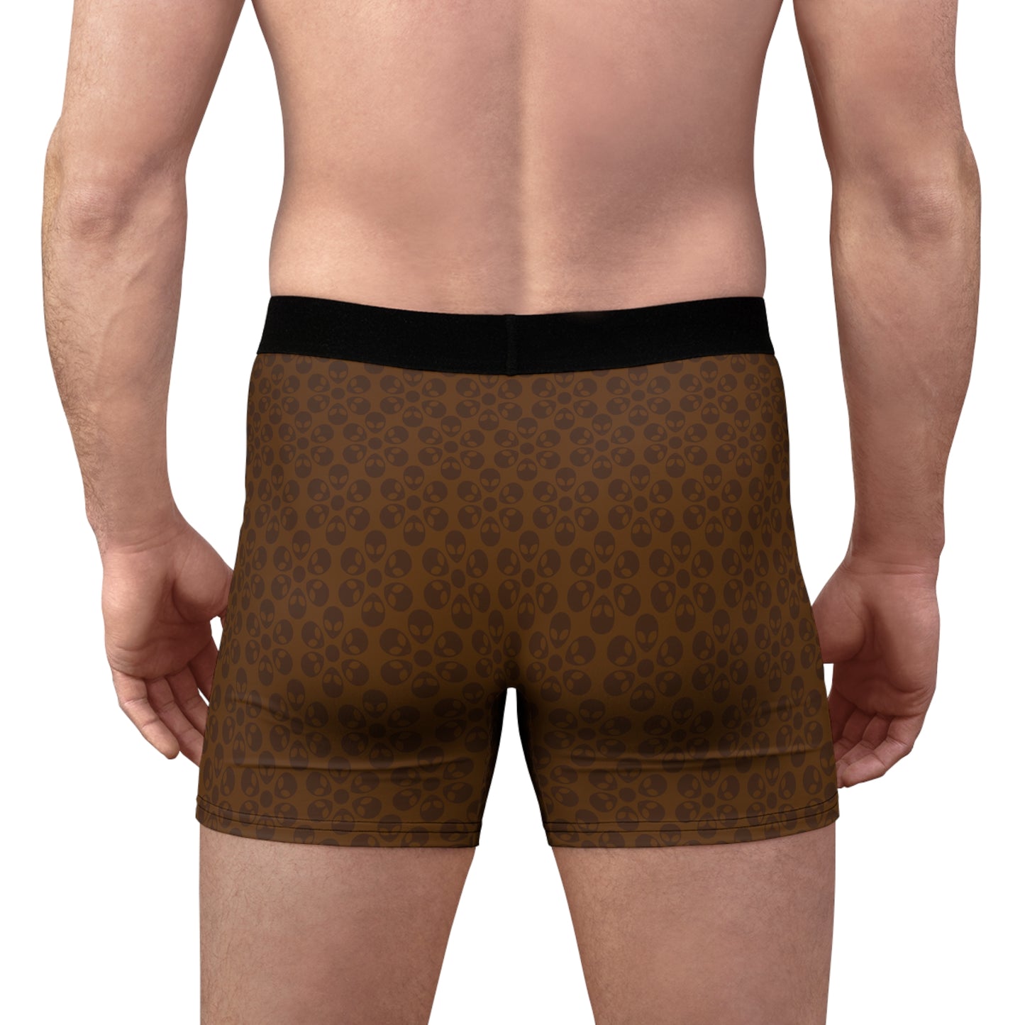 Mens Boxer Briefs  Alien Flowers Brown