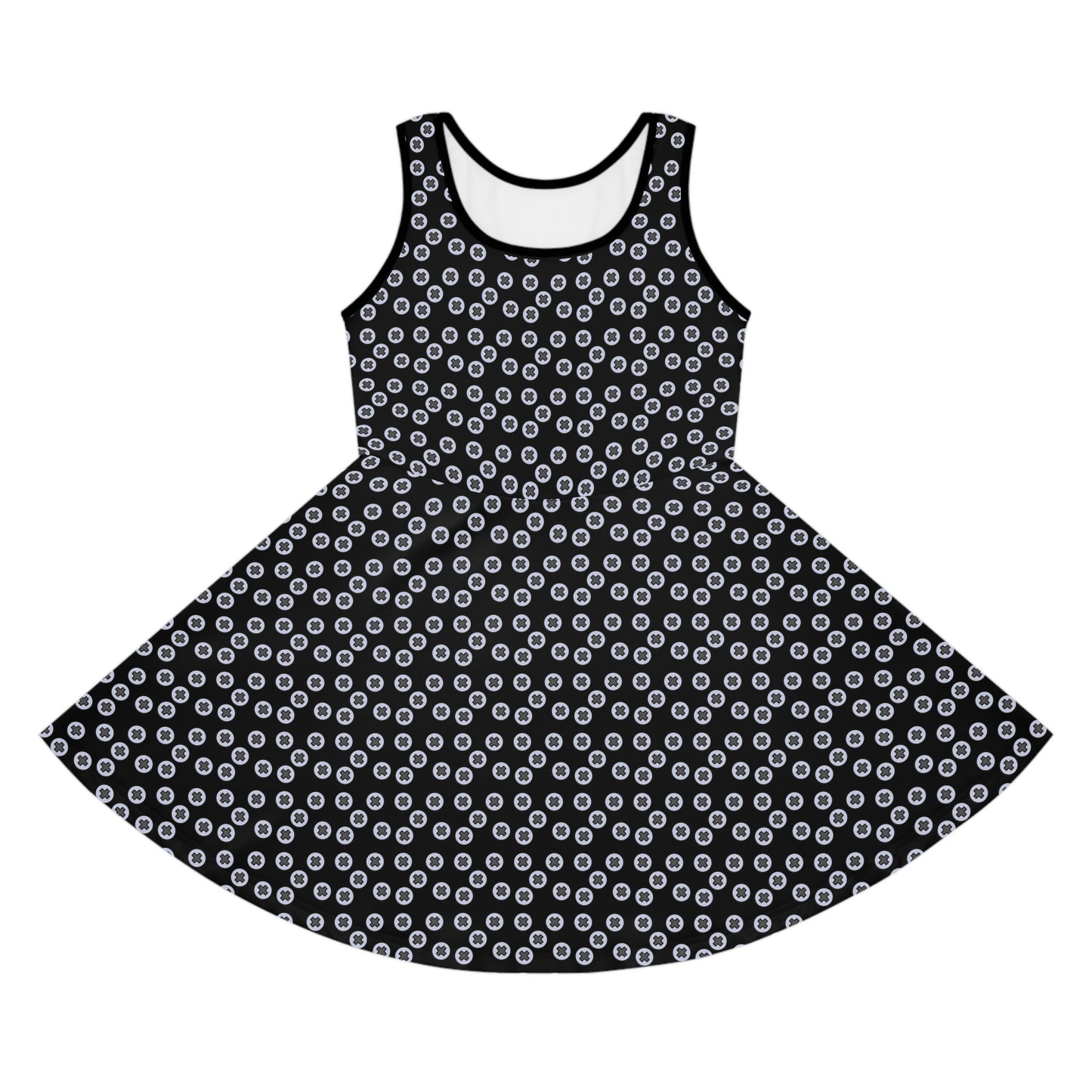 Girls' Playful Sundress, Cute Summer Dress for Kids, Perfect Birthday Outfit, Adorable Vacation Wear, Floral Print Summer Dress - Black