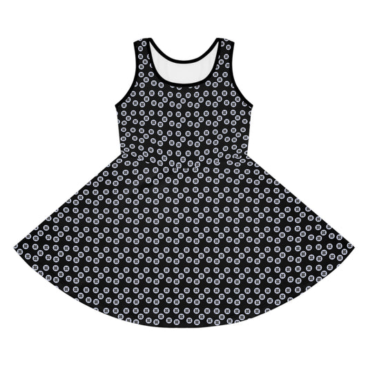 Girls' Playful Sundress, Cute Summer Dress for Kids, Perfect Birthday Outfit, Adorable Vacation Wear, Floral Print Summer Dress - Black