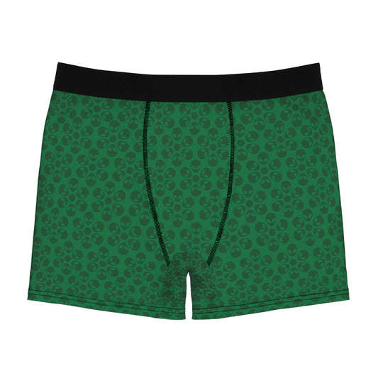 Mens Boxer Briefs  Alien Flowers Dark Green