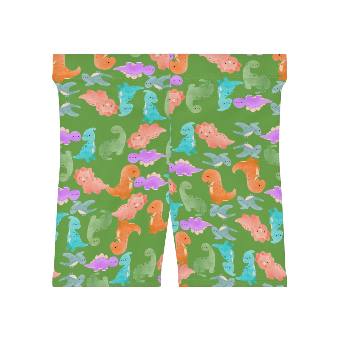 Colorful Dinosaur Womens Biker Shorts  AOP Perfect for Casual Wear workout Summer Birthdays Playdates Unique Gift Rainbow Dinos Green