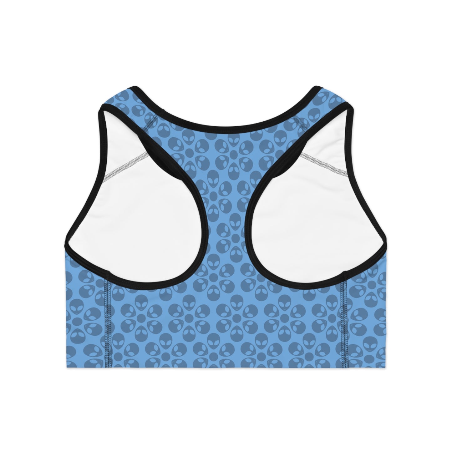 Trendy Floral Pattern Sports Bra Workout Bra for Women Fitness Gear Yoga Top Gym Wear Gift for Athletes Alien Flowers Light Blue