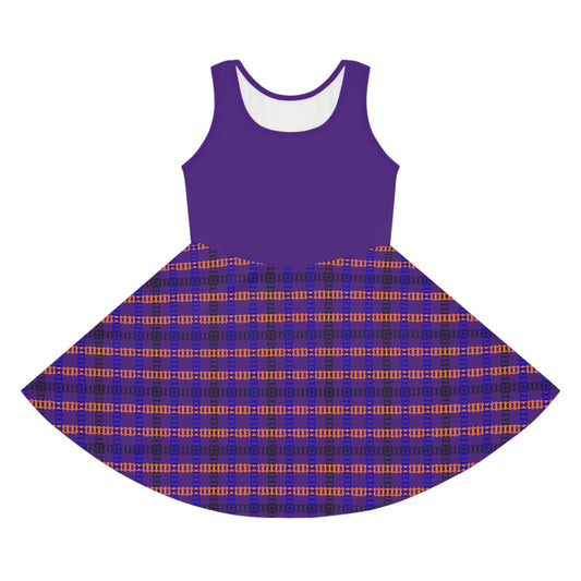 Girls Sleeveless Sundress with Playful Plaid Design Summer Dress Birthday Gift Everyday Wear Playdate Outfit Kids Fashion Train Tracks Purple