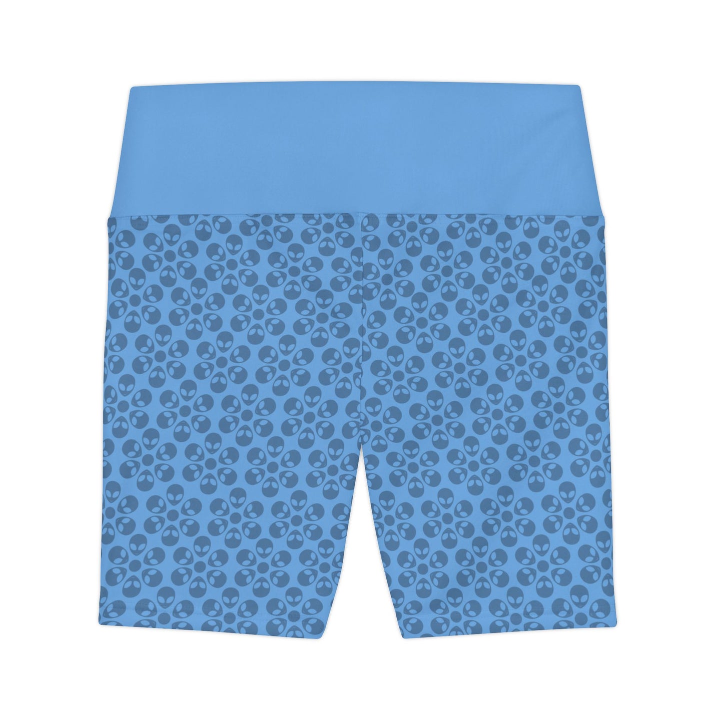 Womens Workout Shorts  Alien Flowers Light Blue