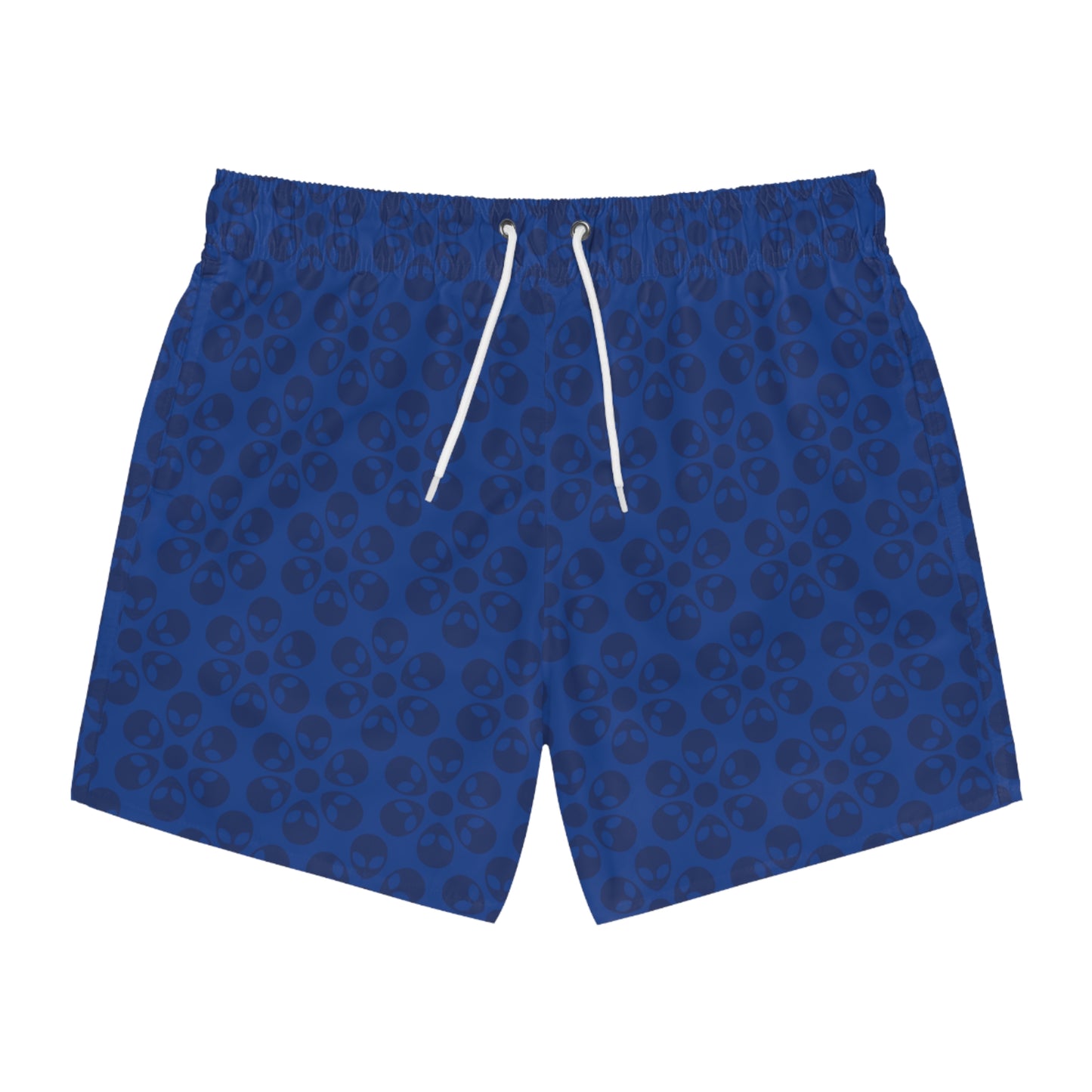 Stylish AOP Swim Trunks for Beach Days Summer Fun Pool Parties Vacation Wear Gift for Him Alien Flowers Dark Blue