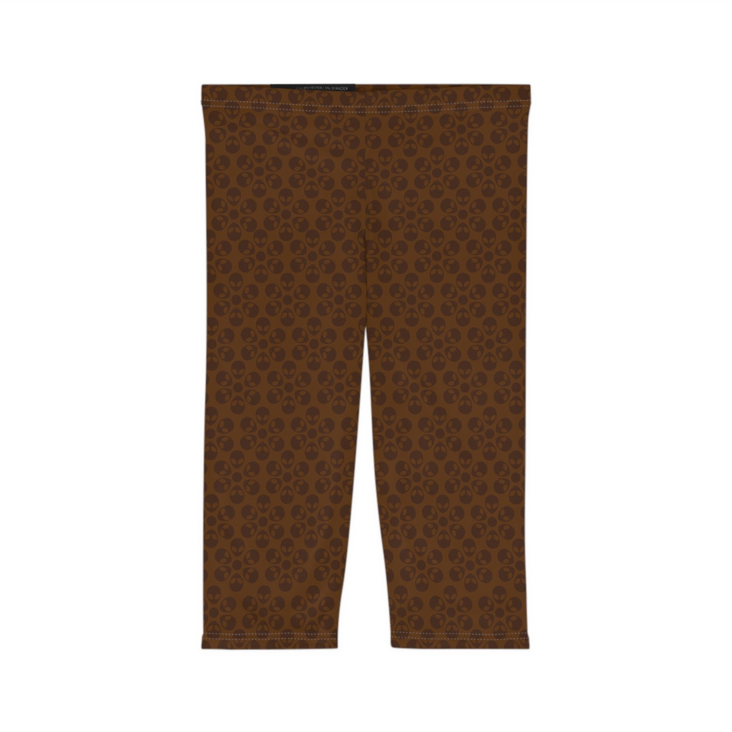Women’s Capri Leggings Alien Flowers Brown