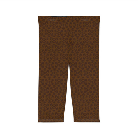Women’s Capri Leggings Alien Flowers Brown