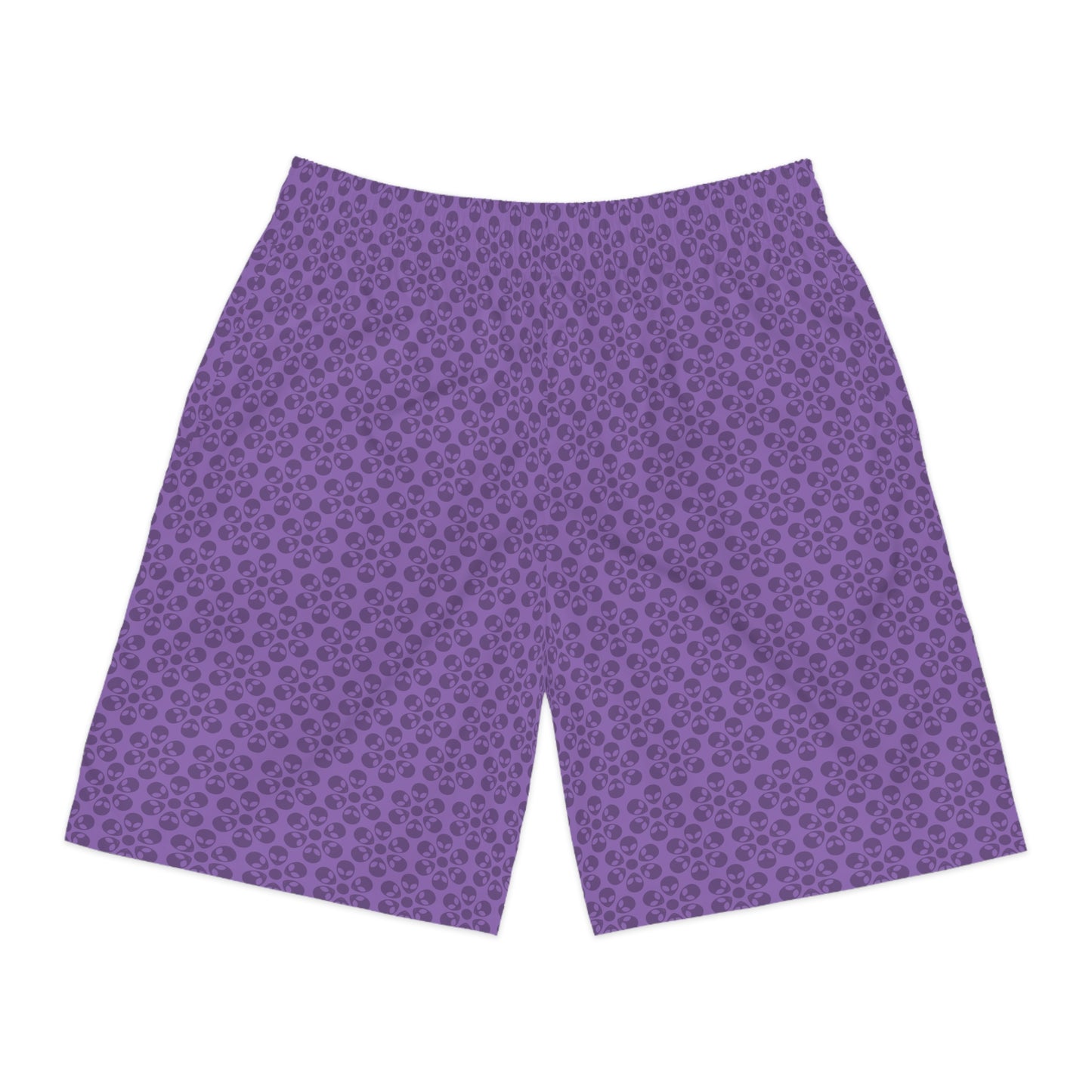 Mens Jogger Shorts  Alien Flowers Light Purple