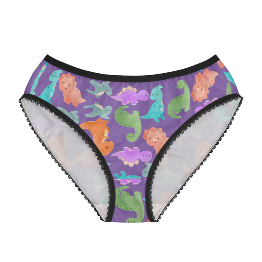 Colorful Womens Briefs with Fun Animal Patterns Cute Underwear AOP Lingerie Gifts for Her Comfortable Daily Wear Rainbow Dinos Light Purple