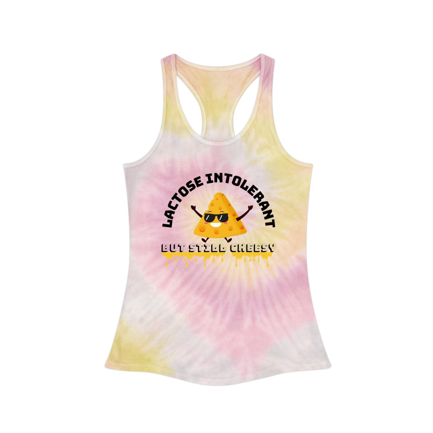 Funny Tie Dye Racerback Tank Top, Unique Gift for Lactose Intolerant Friends, Summer Vibes, Funny Tee for Parties or Workouts, [...]