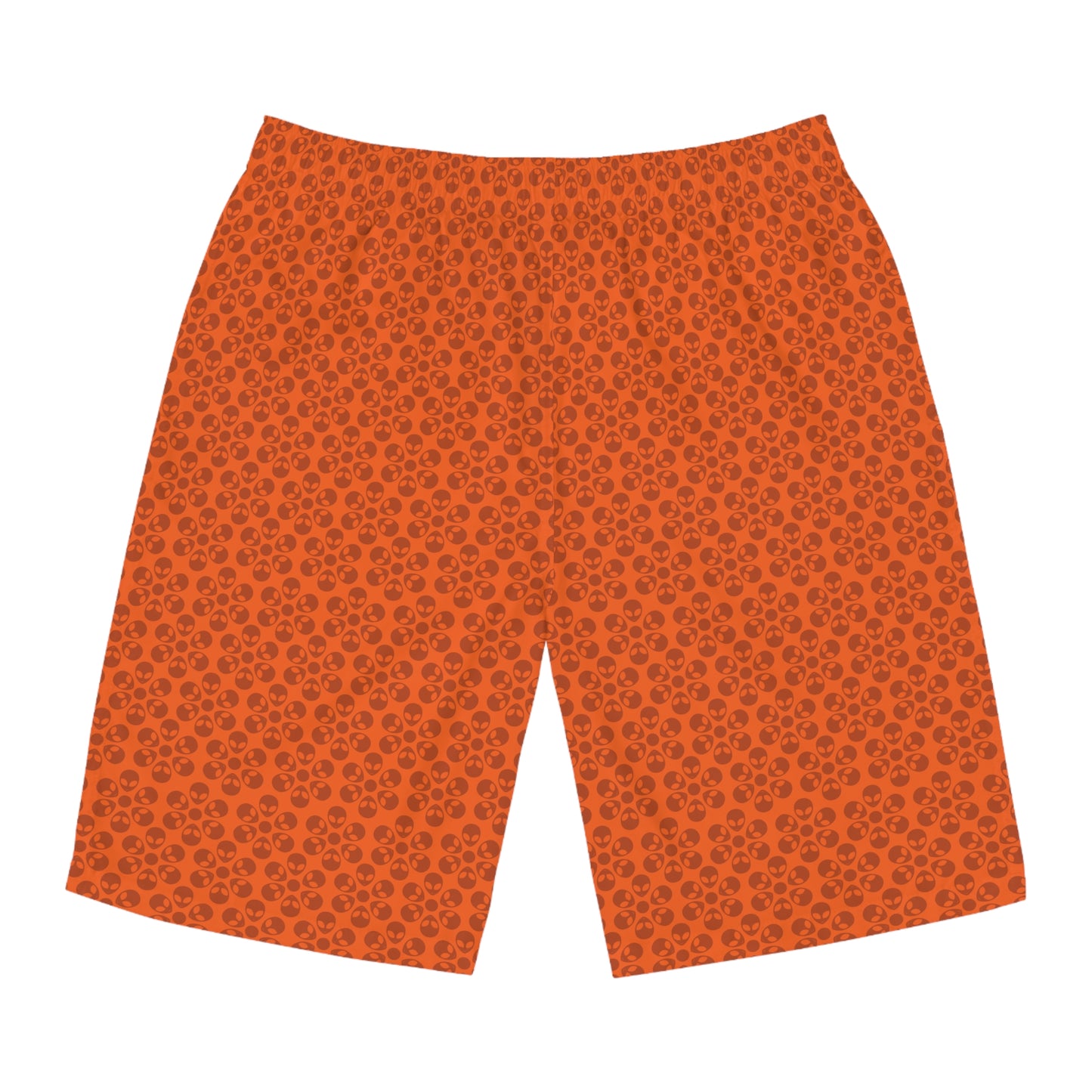 Mens Floral Print Board Shorts Summer Swimwear Beach Attire Vacation Ready Casual Everyday Shorts Alien Flowers Orange