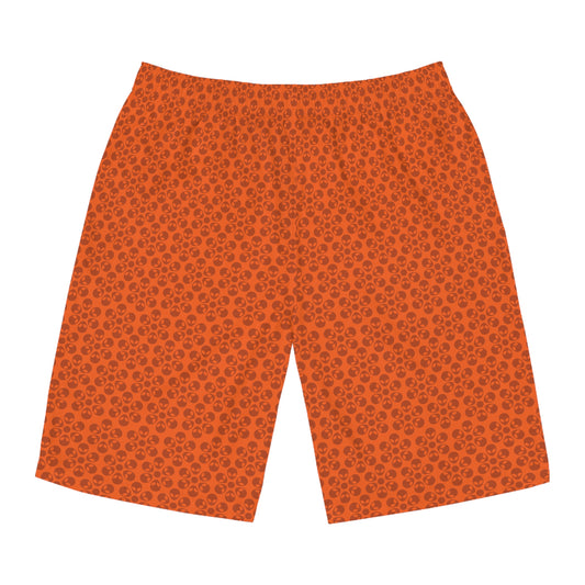 Mens Floral Print Board Shorts Summer Swimwear Beach Attire Vacation Ready Casual Everyday Shorts Alien Flowers Orange