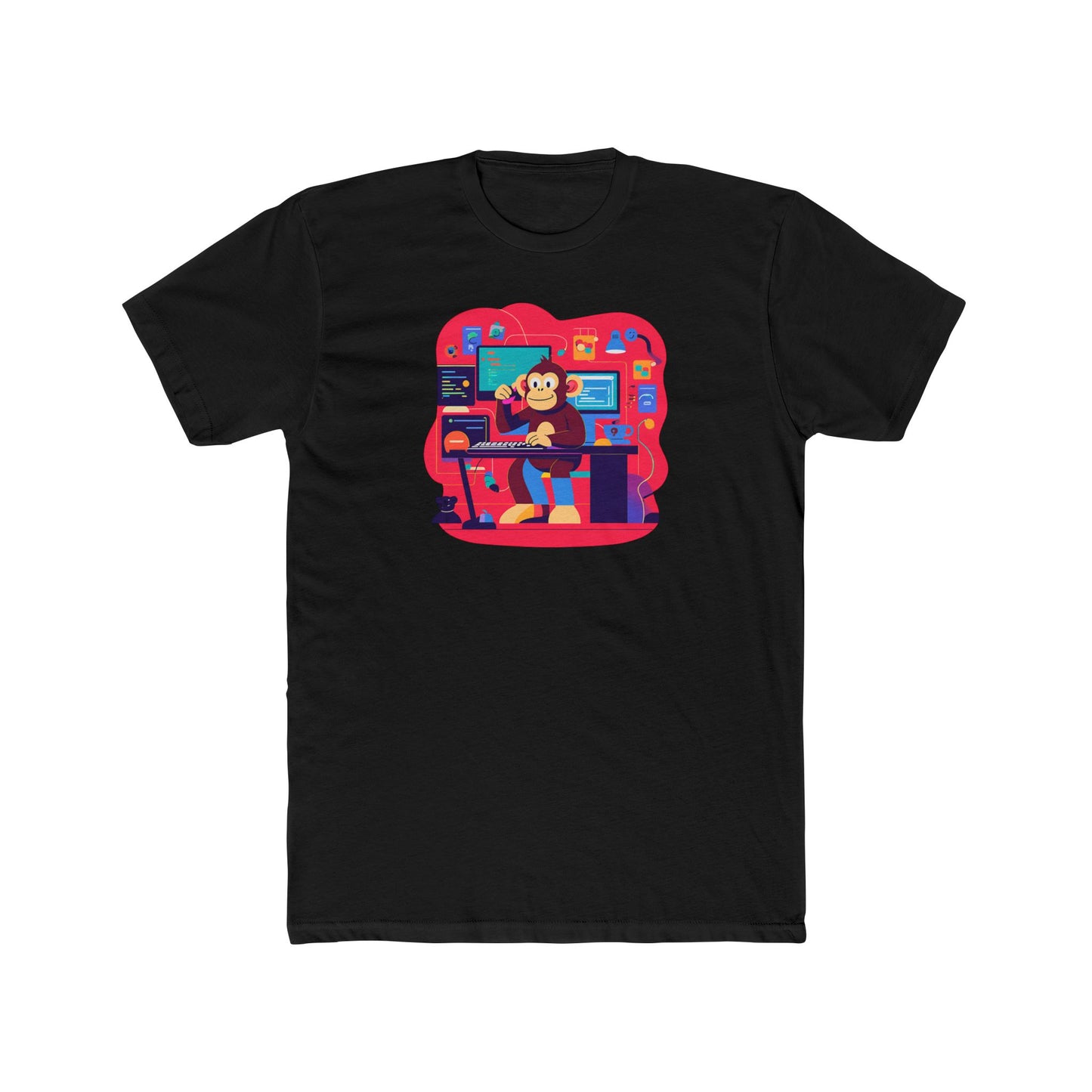 Playful Monkey Themed Unisex Cotton Crew Tee, Fun Gamer Shirt, Casual Tee, Graphic Tee, Gift for Kids and Teens