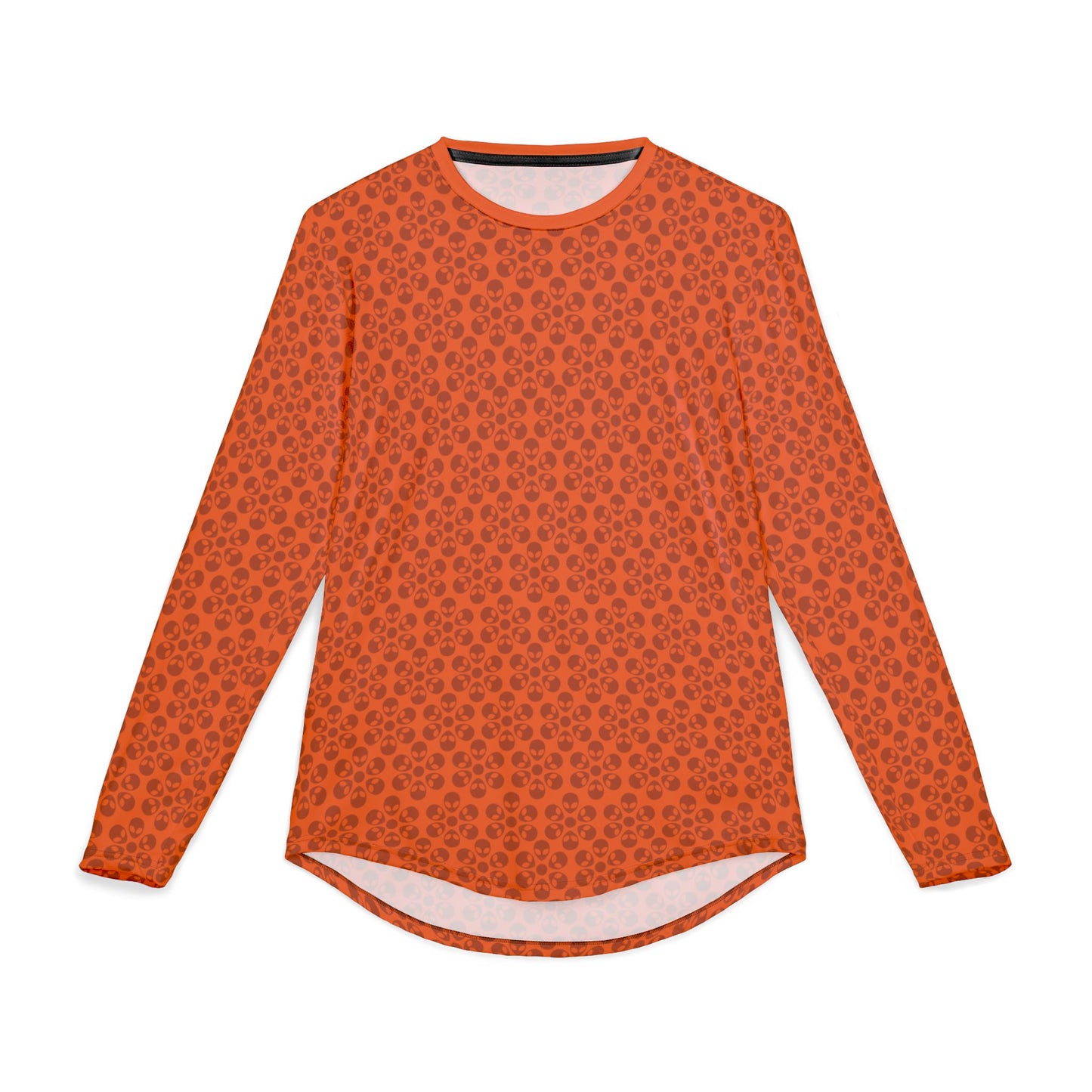 Mens UV Protection Long Sleeve Shirt  Alien Flowers Orange