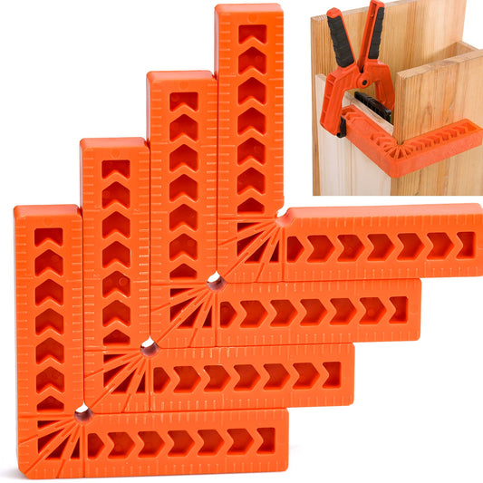 Wandefol 4pcs Positioning Squares, 90 Degree Corner Clamp, 4" Right Angle Clamps, Woodworking Tools for Picture Frames, Boxes, Cabinets or Drawers, Carpenter Square Tool
