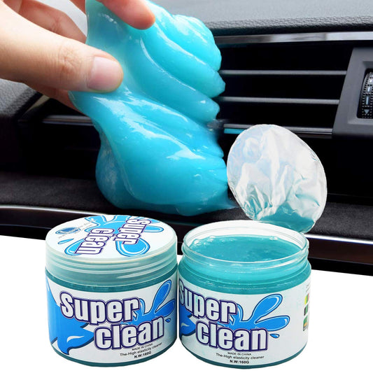 OWLKELA 2 Pack Cleaning Gel, Car Vents Cleaning Gel, Keyboard Cleaning Adhesive Universal Dust Remover Cleaner, Magic Cleaning Gum Glue for Computer, Laptop Keyboard 2Blue 320g Total