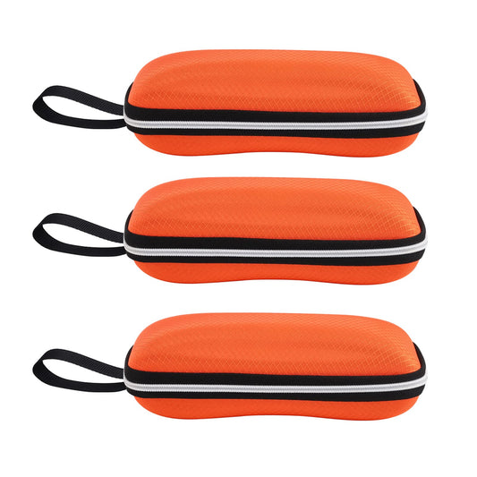 molshine 3 Pieces Portable Hard Shell Sunglasses Case,Travel Zipper Eyeglasses Case for Women Men Sports (Orange)