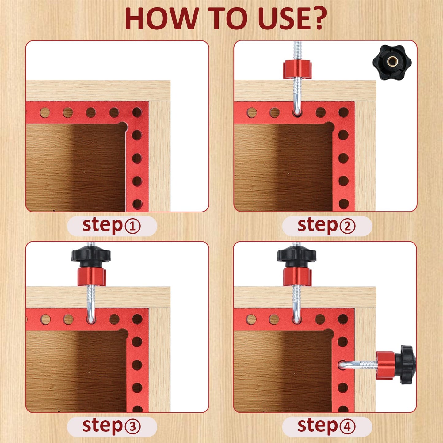 90 Degree Clamp, 2 Sets Corner Clamps 5.5" x 5.5"(14 x 14cm) 90 Degree Positioning Square Aluminum Alloy Square Clamps for Woodworking Cabinet Picture Frames