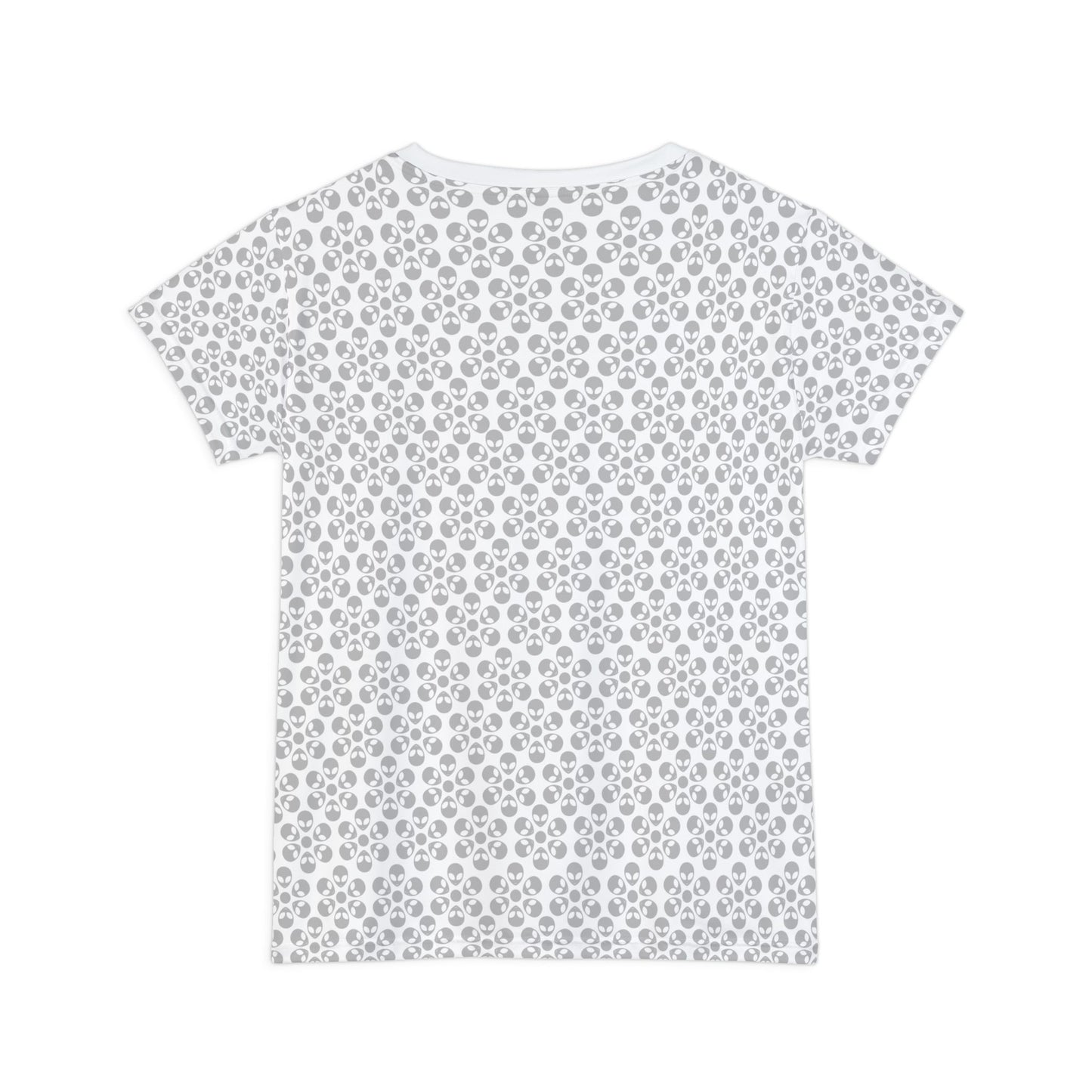 Womens Short Sleeve Shirt Alien Flowers White