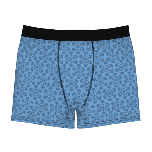 Mens Boxer Briefs  Alien Flowers Light Blue