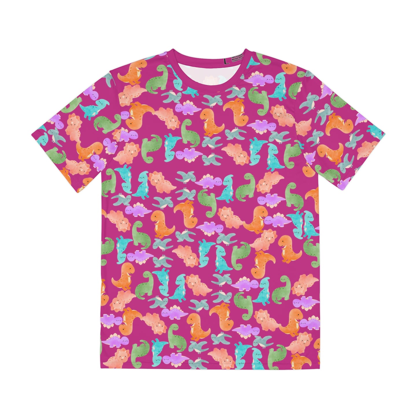 Colorful Dino Tee  Fun Playful Shirt for Ocean Lovers Casual Wear Summer Outfits Beach Activities Gifts for Him Rainbow Dinos Pink