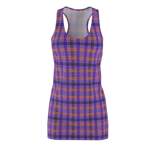 Vibrant Plaid Racerback Dress for Effortless Style Casual Summer Wear Festival Fashion Beach CoverUp Everyday Comfort Train Tracks Light Purple