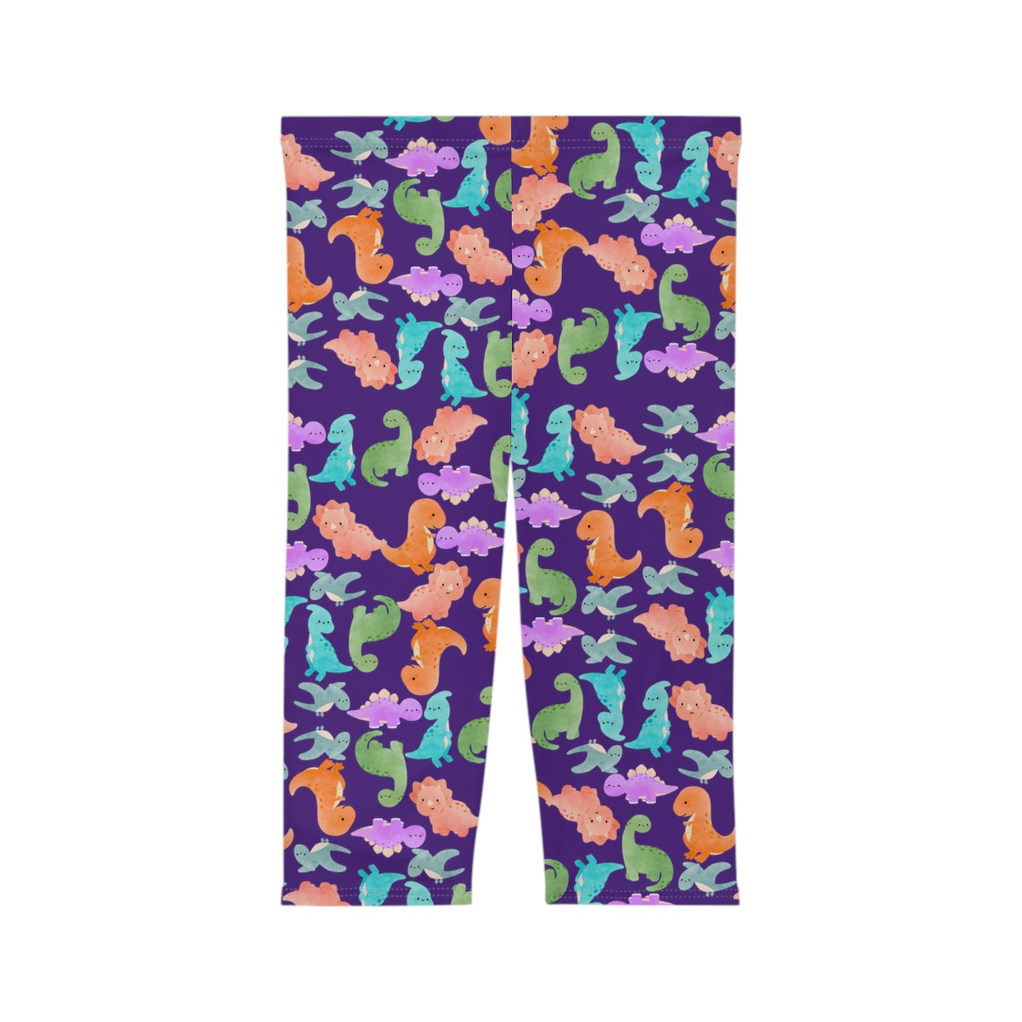 Women’s Capri Leggings  Rainbow Dinos Purple