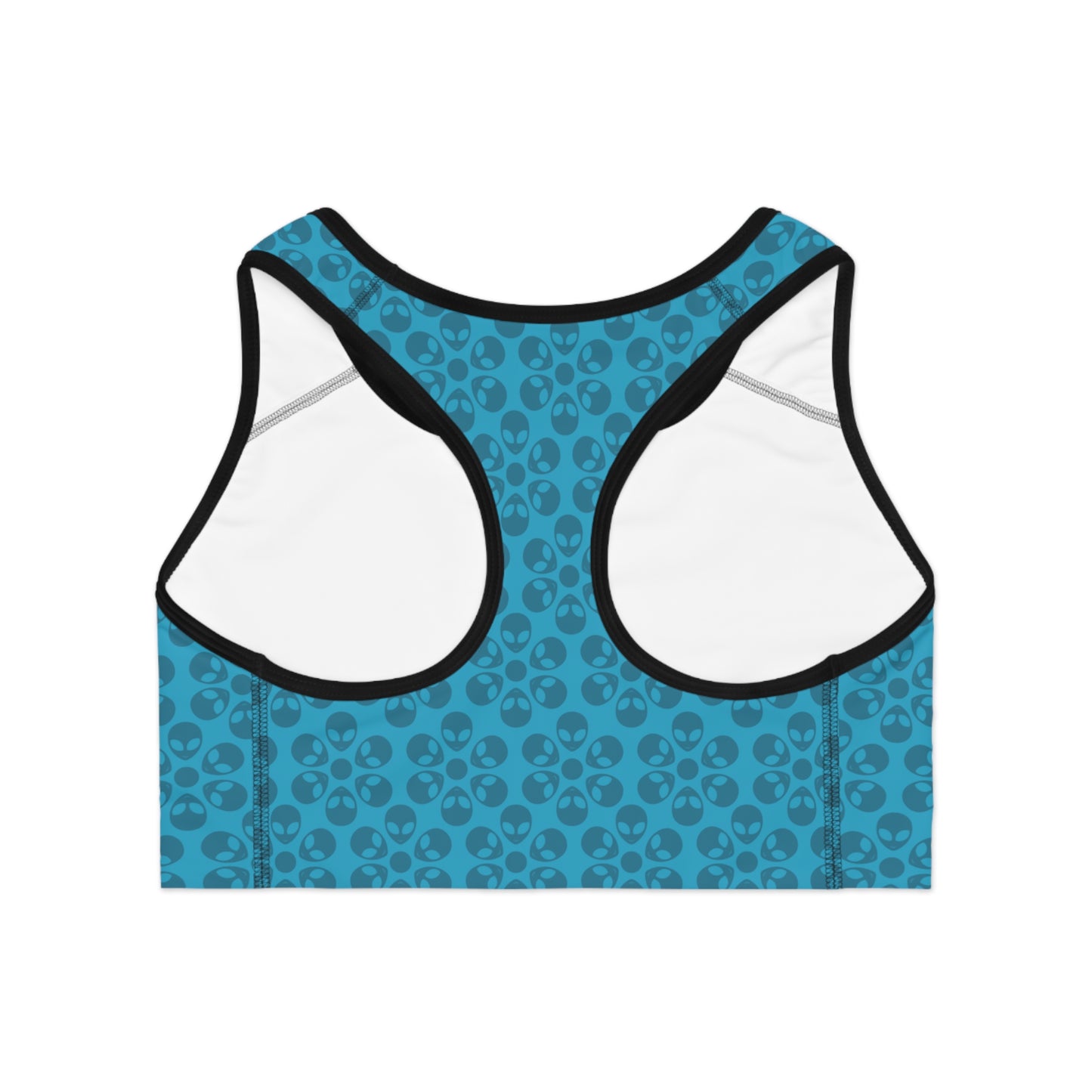 Trendy Floral Pattern Sports Bra Workout Bra for Women Fitness Gear Yoga Top Gym Wear Gift for Athletes Alien Flowers Turquoise