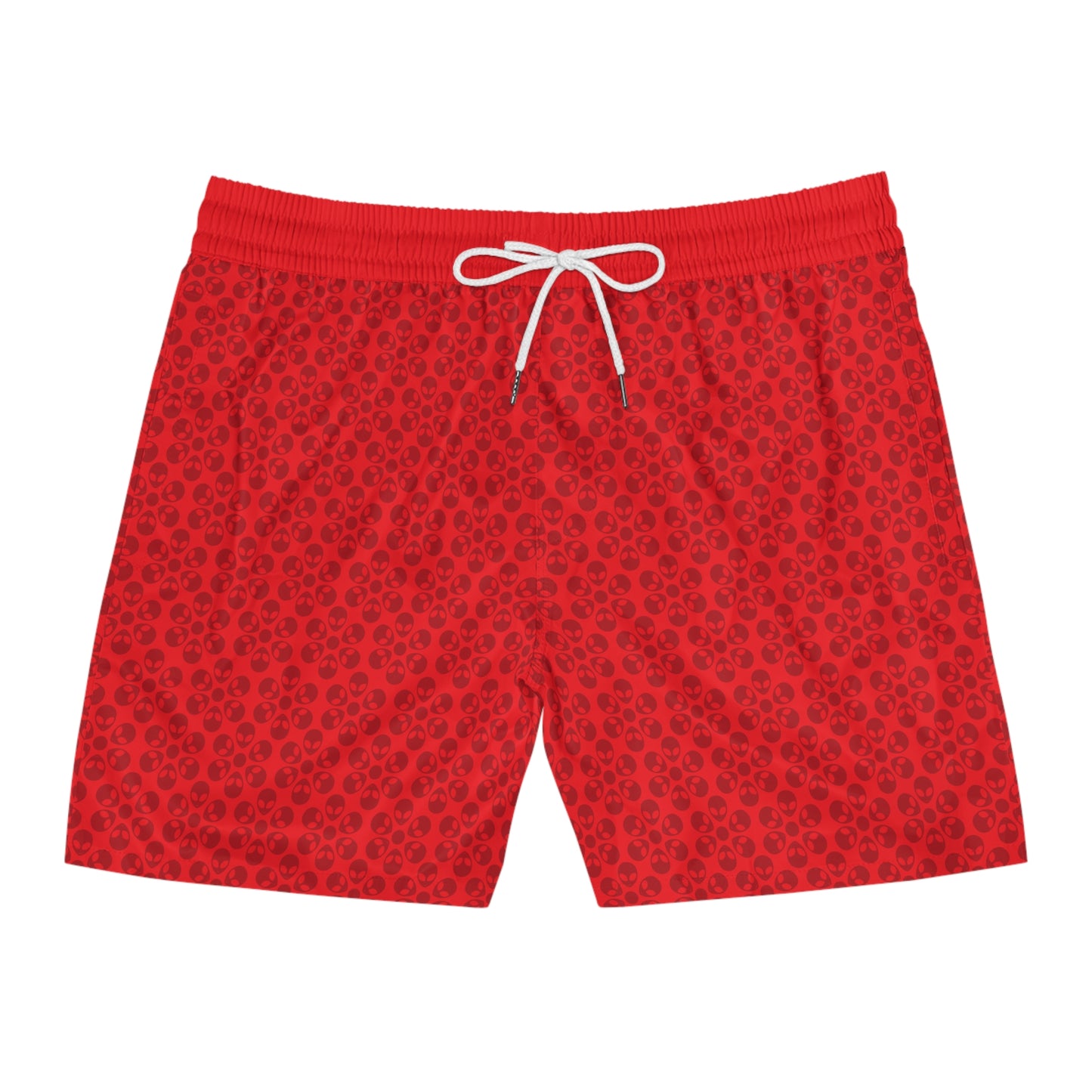 Stylish Mens MidLength Swim Shorts Beachwear Vacation Essentials Poolside Comfort Summer Outfit Trendy Swimwear Alien Flowers Red