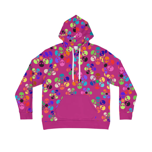 Mens Hoodie Alien Rainbow Flowers Pink