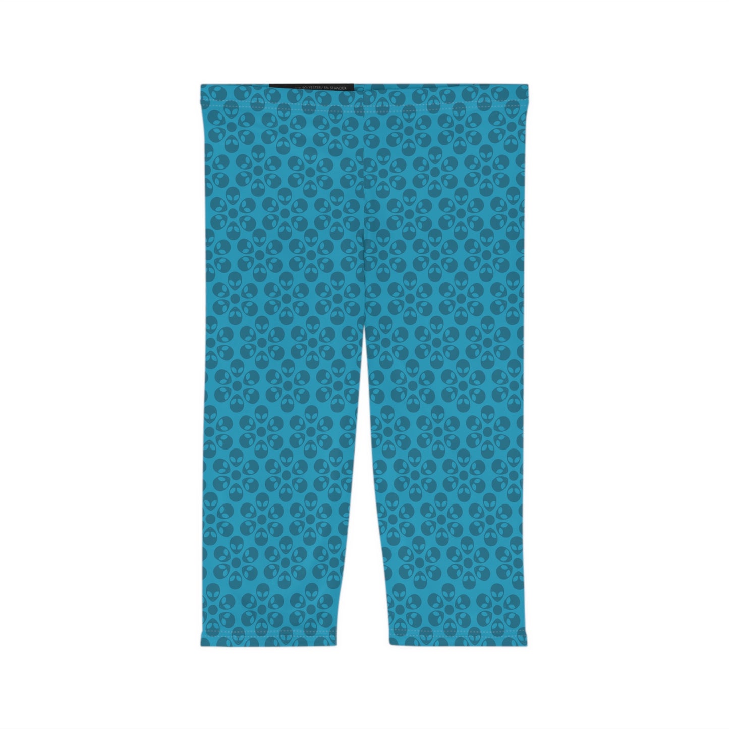 Women’s Capri Leggings Alien Flowers Turquoise