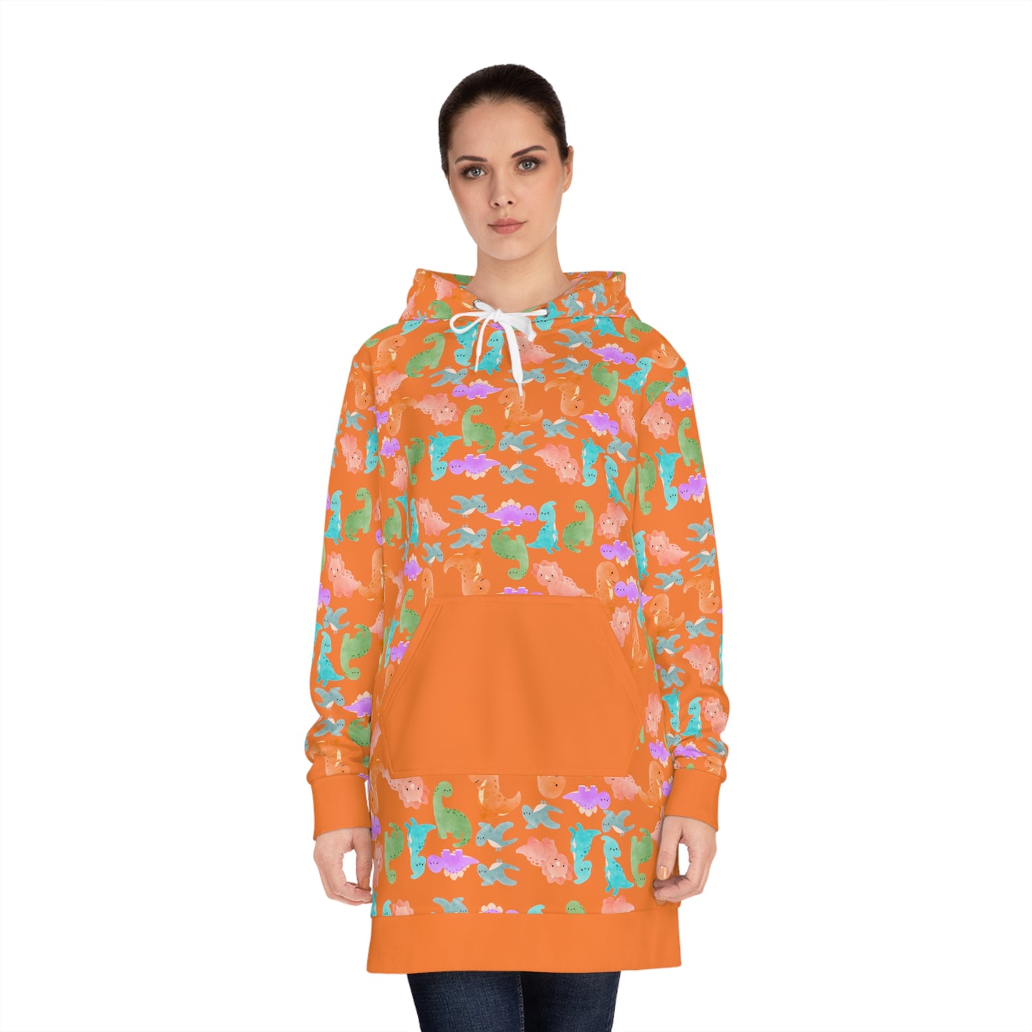 Womens Hoodie Dress Rainbow Dinos Crusta