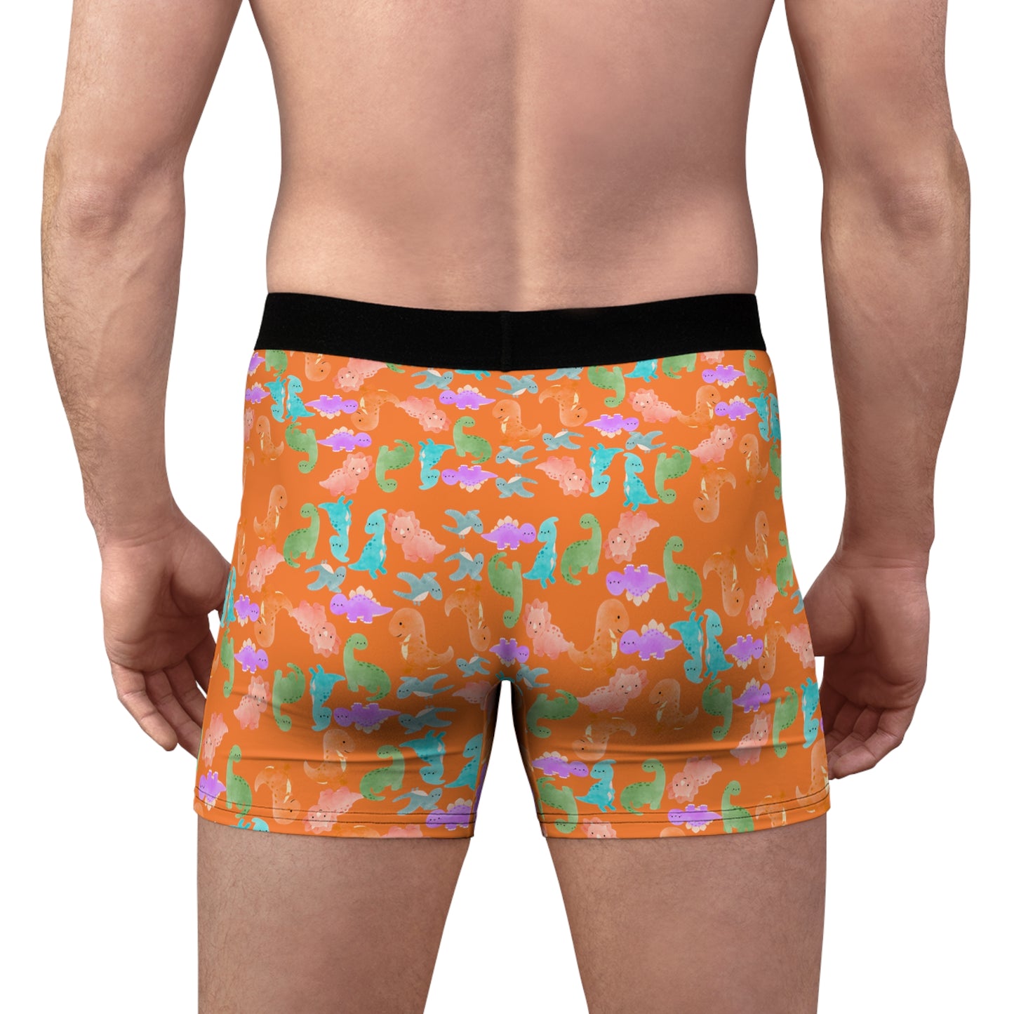 Playful Dino Print Mens Boxer Briefs Fun Underwear Colorful AOP Briefs Gift for Him Beach Vibe Loungewear Rainbow Dinos Crusta