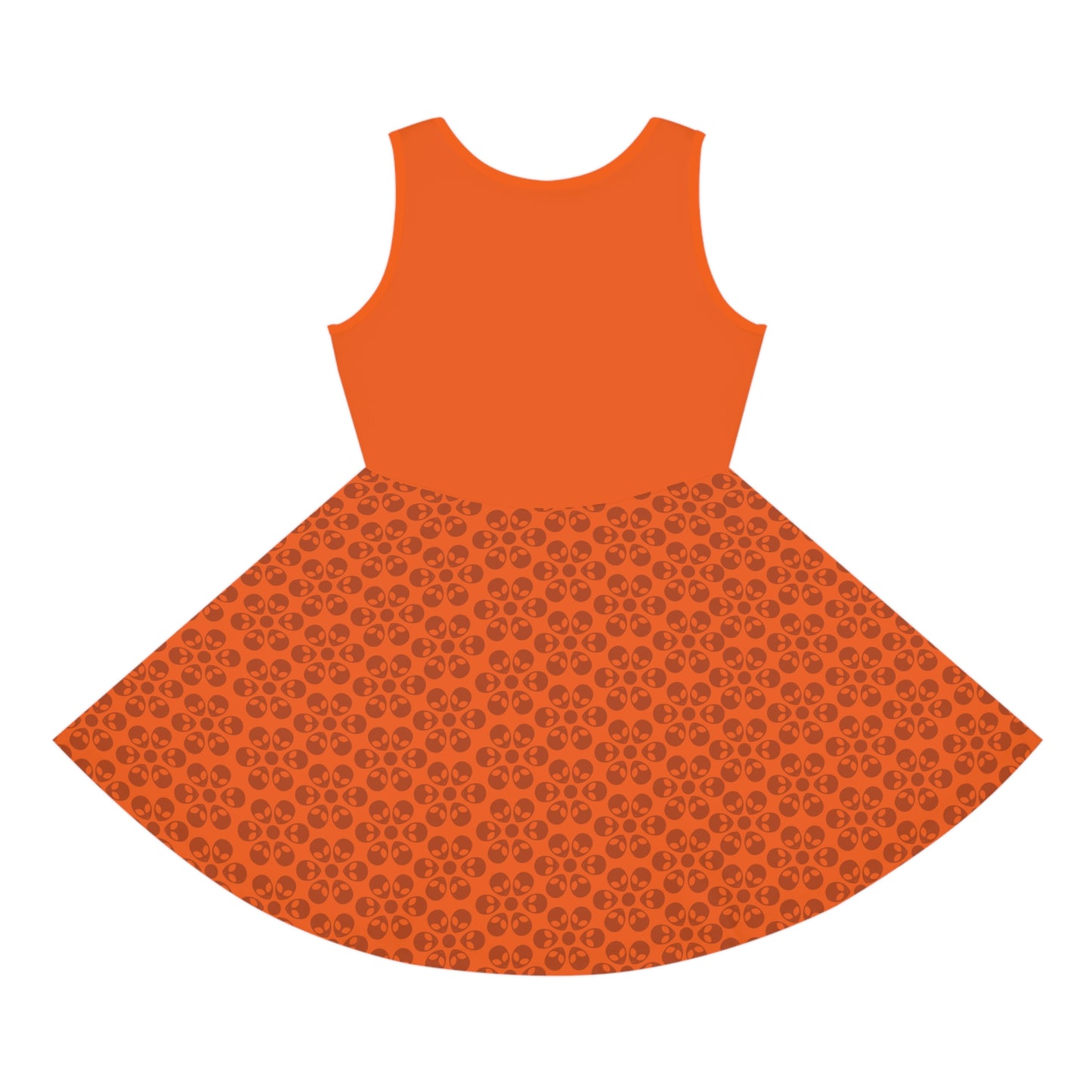 Girls Floral Sleeveless Sundress Cute Summer Dress Kids Fashion Birthday Outfit Playful Floral Pattern Spring Dress Alien Flowers Orange