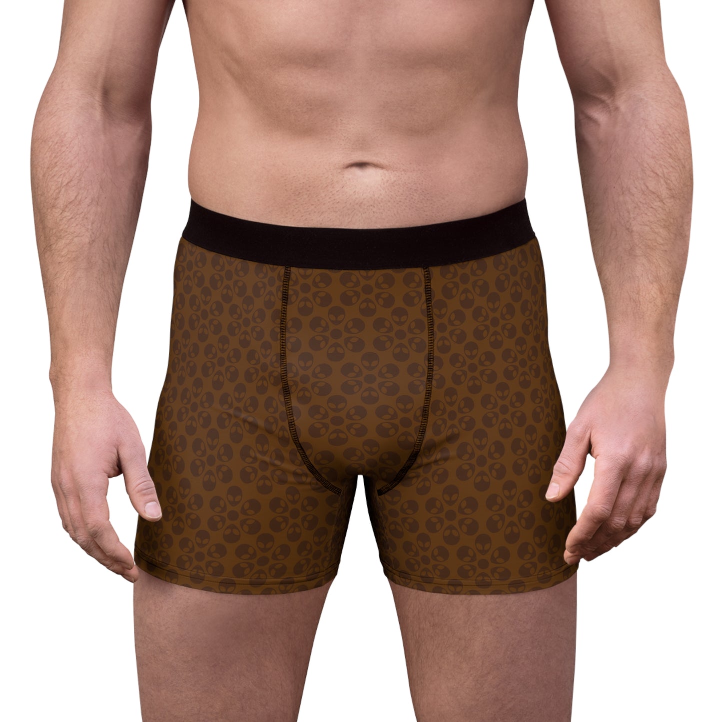 Mens Boxer Briefs  Alien Flowers Brown
